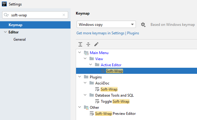 IntelliJ soft-wrap - custom shortcut