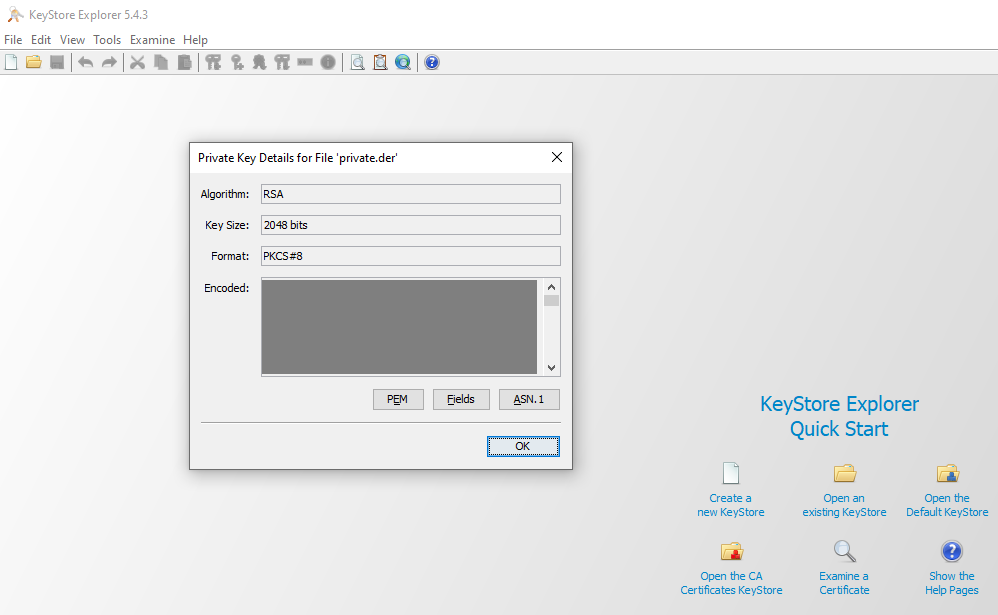 KeyStore - .der file opened